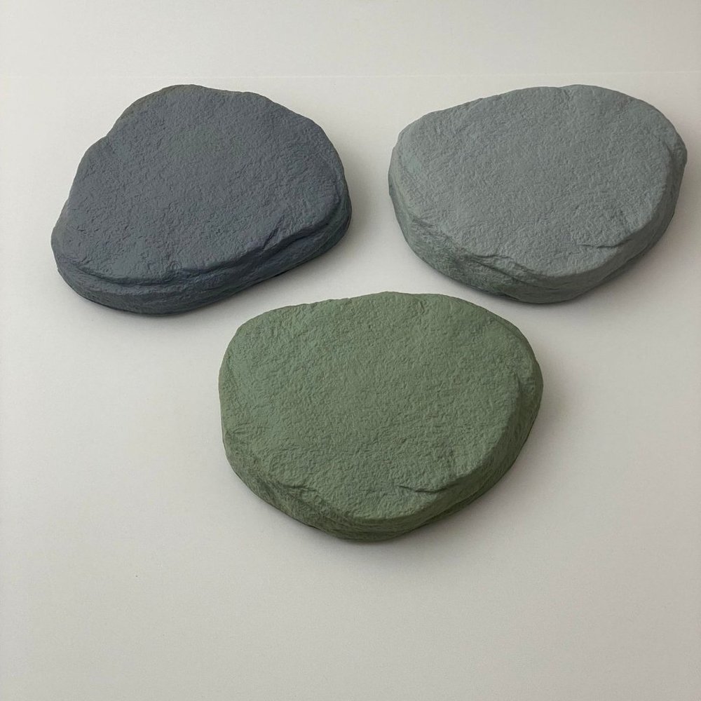 Kids Learning Toy Set - Three Foam Stepping Stones in Green and Gray